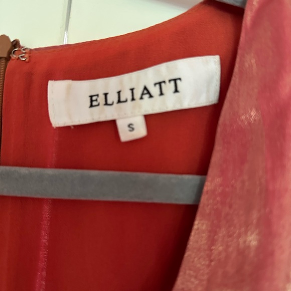 Elliatt ‘Golden’ Dress S metallic puff sleeve orange pink gold fall vibes - Picture 5 of 9